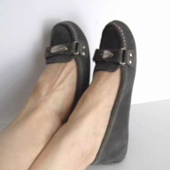 MICHAEL KORS Leather Suede Loafers Grey Shoes sz 7 - Picture 6 of 10